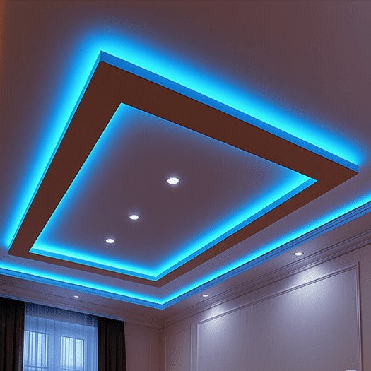 Çiğli gergi tavan ustası – Led isikli örneği